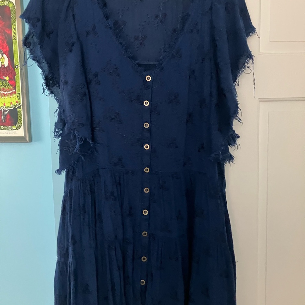 Free People Navy Floral Boho Dress size S